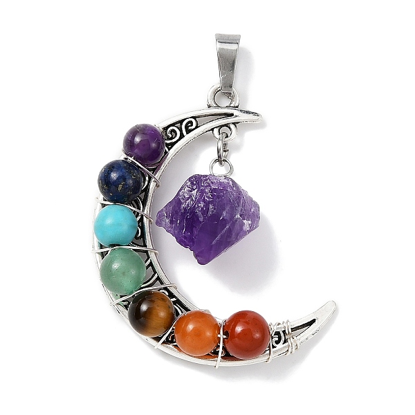 PandaHall 7 Chakra Gemstone Round Pendants, Alloy Moon Charms with Raw Natural Amethyst, Antique Silver, 41.5x34.5x12mm, Hole: 7.5x3.5mm...
PandaHall 7 Chakra Gemstone Round Pendants, Alloy Moon Charms with Raw Natural Amethyst, Antique Silver, 41.5x34.5x12mm, Hole: 7.5x3.5mm...