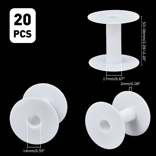 PandaHall Plastic Empty Spools for Wire, Thread Bobbins, White, 17x53~56mm Plastic White
PandaHall Plastic Empty Spools for Wire, Thread Bobbins, White, 17x53~56mm Plastic White
