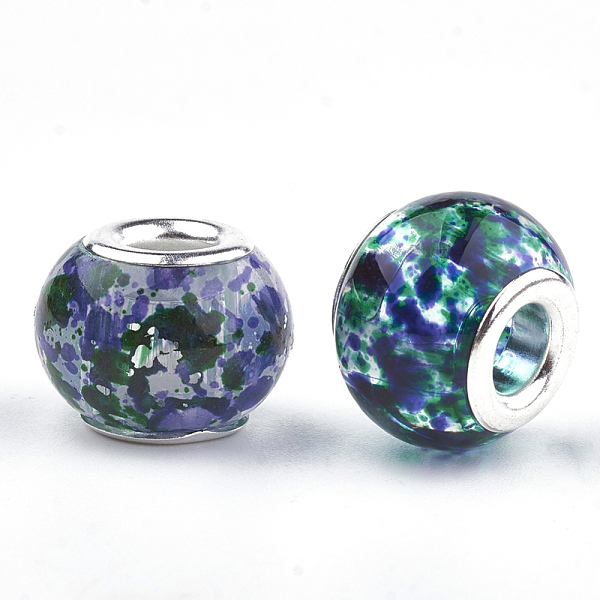 PandaHall Glass European Beads, Large Hole Beads, with Silver Color Plated Brass Cores, Rondelle, Mixed Color, 13~15x9~12mm, Hole: 5mm..., Multicolor
PandaHall Glass European Beads, Large Hole Beads, with Silver Color Plated Brass Cores, Rondelle, Mixed Color, 13~15x9~12mm, Hole: 5mm..., Multicolor