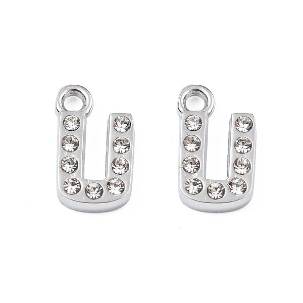 PandaHall 304 Stainless Steel Charms, with Crystal Rhinestone, Letter, Letter.U, 10~10.5x2~8x2mm, Hole: 1.2mm Stainless Steel+Rhinestone..., Clear
PandaHall 304 Stainless Steel Charms, with Crystal Rhinestone, Letter, Letter.U, 10~10.5x2~8x2mm, Hole: 1.2mm Stainless Steel+Rhinestone..., Clear