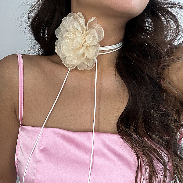 PandaHall European and American Fashion Retro French Floral Choker Necklace with Tassel Tie Neck Chain for Women. Other White
PandaHall European and American Fashion Retro French Floral Choker Necklace with Tassel Tie Neck Chain for Women. Other White