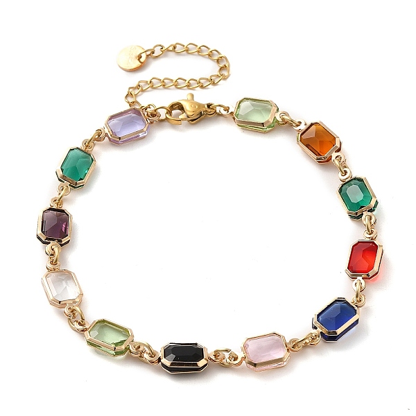 PandaHall Colorful Glass Link Chain Bracelets, with Golden Brass Chains, Rectangle, 10 inch(25.4cm), 61mm extender Glass Rectangle
PandaHall Colorful Glass Link Chain Bracelets, with Golden Brass Chains, Rectangle, 10 inch(25.4cm), 61mm extender Glass Rectangle