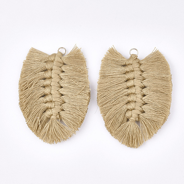 PandaHall Polycotton(Polyester Cotton) Tassel Big Pendant Decorations, with Iron Findings, Light Gold, Sandy Brown, 83~90x55~58x7~8mm, Hole...
PandaHall Polycotton(Polyester Cotton) Tassel Big Pendant Decorations, with Iron Findings, Light Gold, Sandy Brown, 83~90x55~58x7~8mm, Hole...