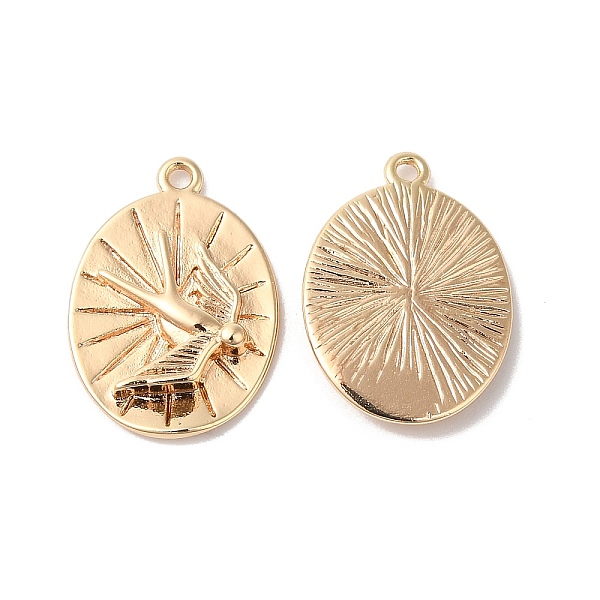 PandaHall Brass Pendants, Oval with Bird Charm, Real 18K Gold Plated, 17x11.5x2mm, Hole: 1.2mm Brass Oval
PandaHall Brass Pendants, Oval with Bird Charm, Real 18K Gold Plated, 17x11.5x2mm, Hole: 1.2mm Brass Oval