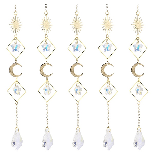 PandaHall Electroplate Glass Star & Teardrop Window Hanging Suncatchers, Golden Brass Sun & Moon Pendants Decorations Ornaments, Clear AB..., White
PandaHall Electroplate Glass Star & Teardrop Window Hanging Suncatchers, Golden Brass Sun & Moon Pendants Decorations Ornaments, Clear AB..., White