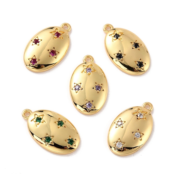 PandaHall Eco-Friendly Brass Micro Pave Cubic Zirconia Charms, Cadmium Free & Lead Free, Real 18K Gold Plated, Oval with Star, Mixed Color..., Multicolor
PandaHall Eco-Friendly Brass Micro Pave Cubic Zirconia Charms, Cadmium Free & Lead Free, Real 18K Gold Plated, Oval with Star, Mixed Color..., Multicolor
