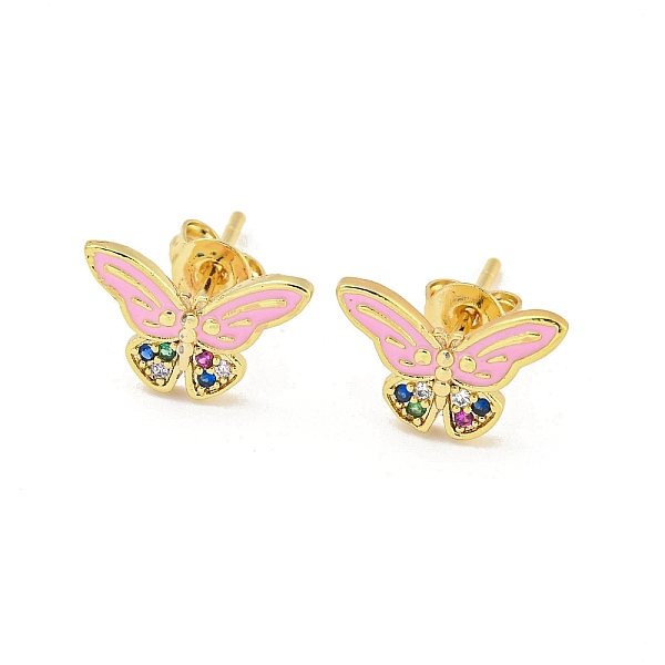 PandaHall Butterfly Real 18K Gold Plated Brass Stud Earrings, with Enamel and Cubic Zirconia, Pink, 8x12.5mm Cubic Zirconia Butterfly Pink
PandaHall Butterfly Real 18K Gold Plated Brass Stud Earrings, with Enamel and Cubic Zirconia, Pink, 8x12.5mm Cubic Zirconia Butterfly Pink