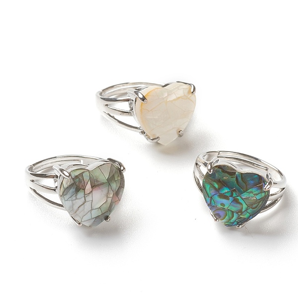 PandaHall Adjustable Natural Shell Finger Rings, with Platinum Plated Brass Findings, Heart, US Size 8, Inner Diameter: 18mm Brass+Shell
PandaHall Adjustable Natural Shell Finger Rings, with Platinum Plated Brass Findings, Heart, US Size 8, Inner Diameter: 18mm Brass+Shell