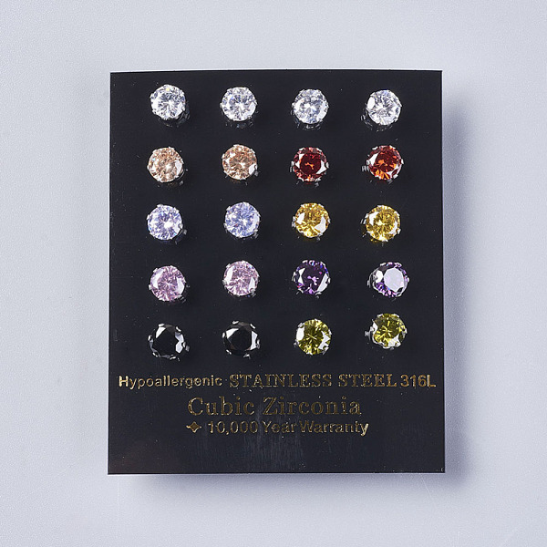 PandaHall Cubic Zirconia Stud Earrings, with 304 Stainless Steel Findings, Mixed Color, 14x6mm, Pin: 0.6mm Cubic Zirconia Multicolor
PandaHall Cubic Zirconia Stud Earrings, with 304 Stainless Steel Findings, Mixed Color, 14x6mm, Pin: 0.6mm Cubic Zirconia Multicolor