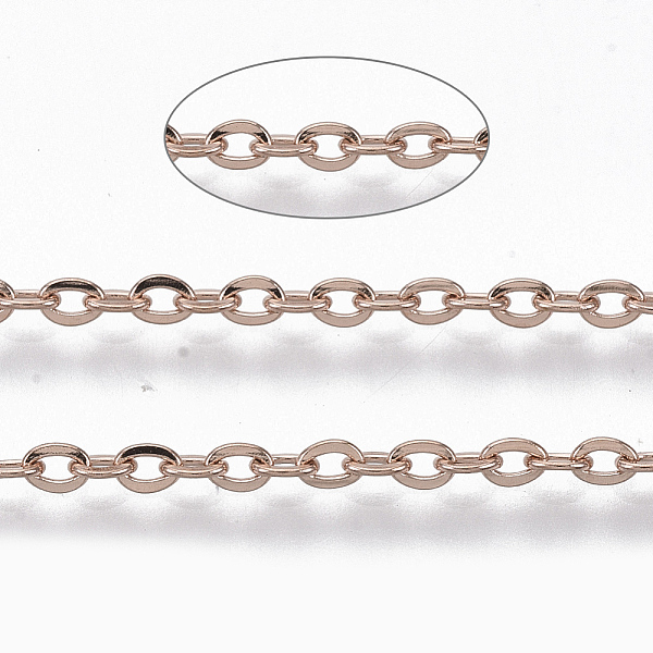 PandaHall 304 Stainless Steel Cable Chains, Soldered, Flat Oval, Rose Gold, 2x1.6x0.3mm, about 6.56 Feet(2m)/strand 304 Stainless Steel
PandaHall 304 Stainless Steel Cable Chains, Soldered, Flat Oval, Rose Gold, 2x1.6x0.3mm, about 6.56 Feet(2m)/strand 304 Stainless Steel