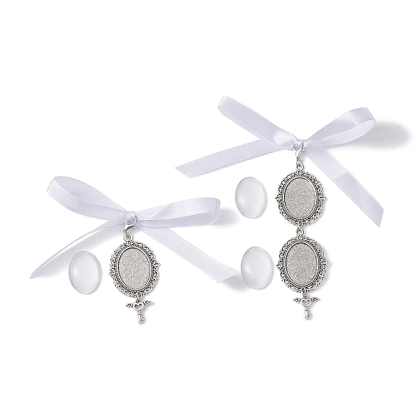 PandaHall Tibetan Style Alloy & Glass Oval Photo Bouquet Hanging Ornaments, with Satin Ribbon and Zinc Alloy Lobster Claw Clasps, Antique..., White
PandaHall Tibetan Style Alloy & Glass Oval Photo Bouquet Hanging Ornaments, with Satin Ribbon and Zinc Alloy Lobster Claw Clasps, Antique..., White