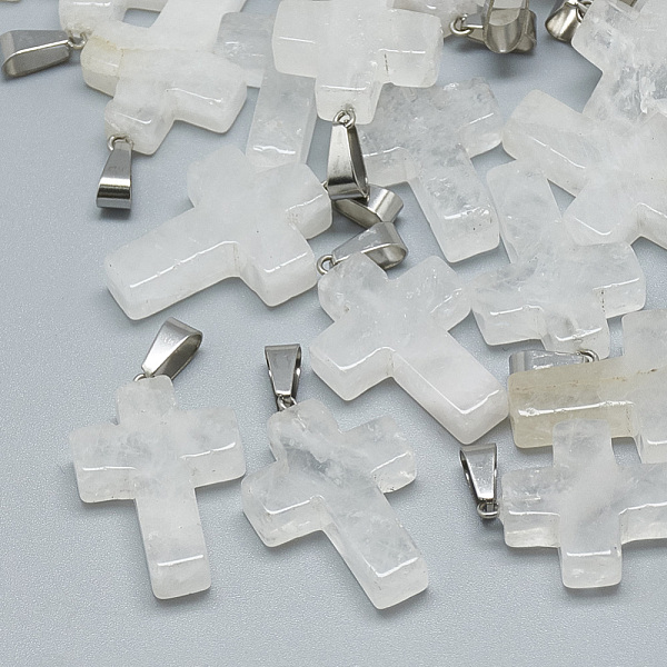 PandaHall Natural Quartz Crystal Pendants, Rock Crystal Pendants, with Stainless Steel Snap On Bails, Cross, 29~30x18~19x5~6mm, Hole: 6x4mm...
PandaHall Natural Quartz Crystal Pendants, Rock Crystal Pendants, with Stainless Steel Snap On Bails, Cross, 29~30x18~19x5~6mm, Hole: 6x4mm...