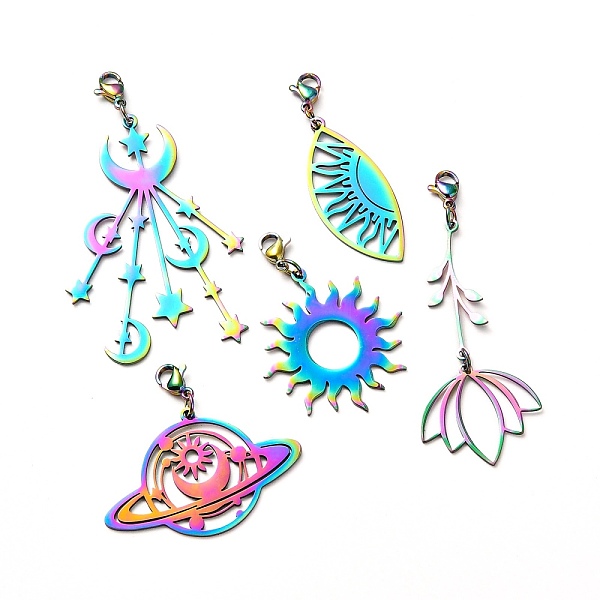 PandaHall 201 Stainless Steel Pendants Decorations, with 304 Stainless Steel Lobster Claw Clasps, Moon & Eye & Planet & Sun & Flower...
PandaHall 201 Stainless Steel Pendants Decorations, with 304 Stainless Steel Lobster Claw Clasps, Moon & Eye & Planet & Sun & Flower...