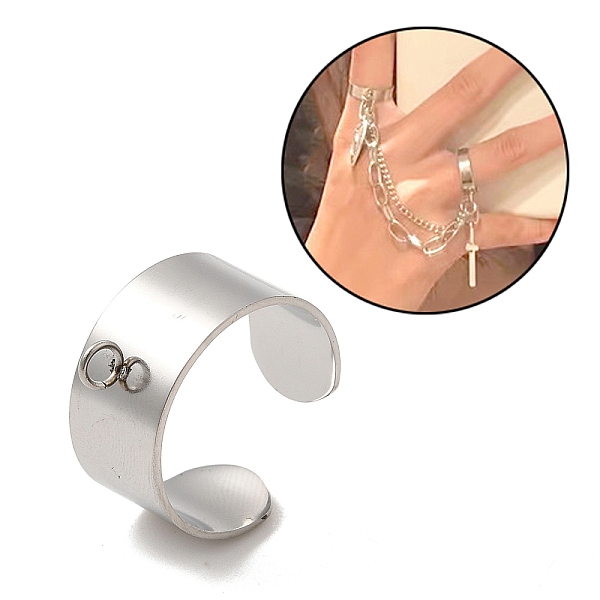 PandaHall 304 Stainless Steel Open Cuff Ring Components, Loop Ring Base, Stainless Steel Color, Wide: 10mm, Hole: 2.5mm, US Size 8 1/2...
PandaHall 304 Stainless Steel Open Cuff Ring Components, Loop Ring Base, Stainless Steel Color, Wide: 10mm, Hole: 2.5mm, US Size 8 1/2...