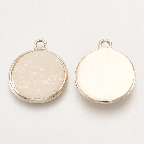PandaHall Alloy Pendants, with Acrylic and Sequins, Flat Round, Golden, Antique White, 22x18.5x3mm, Hole: 2mm Alloy+Acrylic Flat Round
PandaHall Alloy Pendants, with Acrylic and Sequins, Flat Round, Golden, Antique White, 22x18.5x3mm, Hole: 2mm Alloy+Acrylic Flat Round