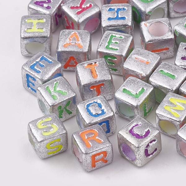PandaHall Plated Acrylic Beads, Horizontal Hole, Cube with Letter, Mixed Color, 6x6x6mm, Hole: 3.5mm, about 3000pcs/500g Acrylic Letter..., Multicolor
PandaHall Plated Acrylic Beads, Horizontal Hole, Cube with Letter, Mixed Color, 6x6x6mm, Hole: 3.5mm, about 3000pcs/500g Acrylic Letter..., Multicolor