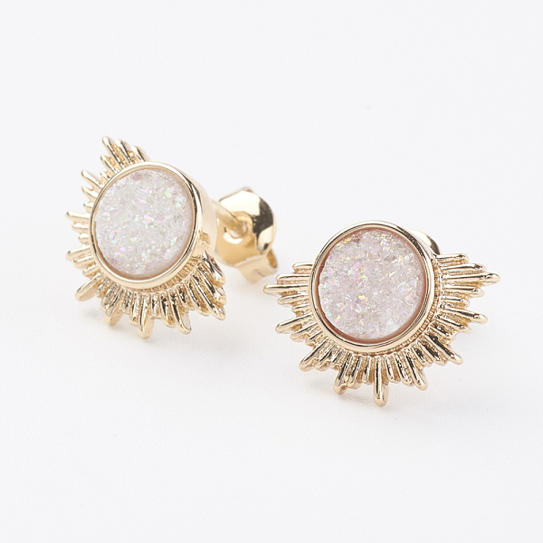 PandaHall Electroplate Natural Druzy Agate Stud Earrings, with Brass Findings, Sun, Golden, White, 10x14x3~4mm, Pin: 0.8mm Natural Agate...
PandaHall Electroplate Natural Druzy Agate Stud Earrings, with Brass Findings, Sun, Golden, White, 10x14x3~4mm, Pin: 0.8mm Natural Agate...