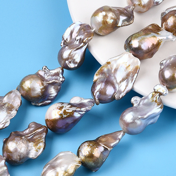 PandaHall Natural Baroque Pearl Keshi Pearl Beads Strands, Cultured Freshwater Pearl, Nuggets, Plum, 22~40x16~39x12~18.5mm, Hole: 0.6mm..., Purple
PandaHall Natural Baroque Pearl Keshi Pearl Beads Strands, Cultured Freshwater Pearl, Nuggets, Plum, 22~40x16~39x12~18.5mm, Hole: 0.6mm..., Purple