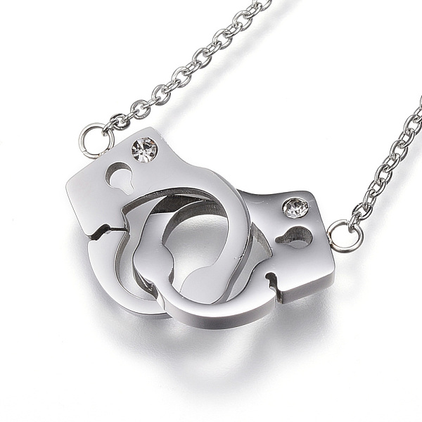 PandaHall 304 Stainless Steel Pendant Necklaces, with Rhinestone, Handcuffs, Stainless Steel Color, 17.32 inch(44cm) Rhinestone Clear
PandaHall 304 Stainless Steel Pendant Necklaces, with Rhinestone, Handcuffs, Stainless Steel Color, 17.32 inch(44cm) Rhinestone Clear