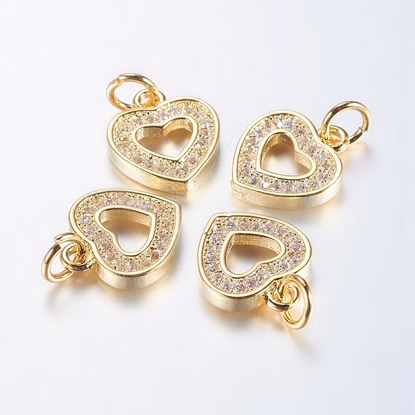 PandaHall Long-Lasting Plated Brass Micro Pave Cubic Zirconia Charms, Hollow Heart, Real 18K Gold Plated, 12.5x10.5x2mm, Hole: 3mm..., Clear
PandaHall Long-Lasting Plated Brass Micro Pave Cubic Zirconia Charms, Hollow Heart, Real 18K Gold Plated, 12.5x10.5x2mm, Hole: 3mm..., Clear