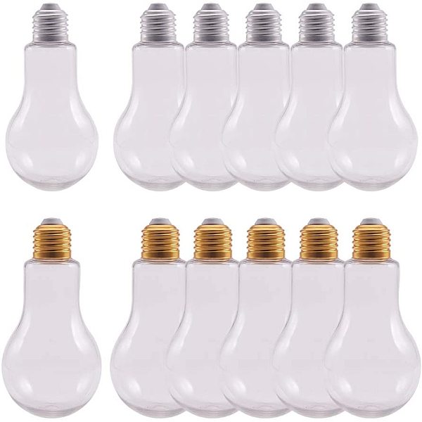 PandaHall Creative Plastic Light Bulb Shaped Bottle, Party Decor, Golden & Silver, 136x68mm, Capacity: 200ml Plastic
PandaHall Creative Plastic Light Bulb Shaped Bottle, Party Decor, Golden & Silver, 136x68mm, Capacity: 200ml Plastic