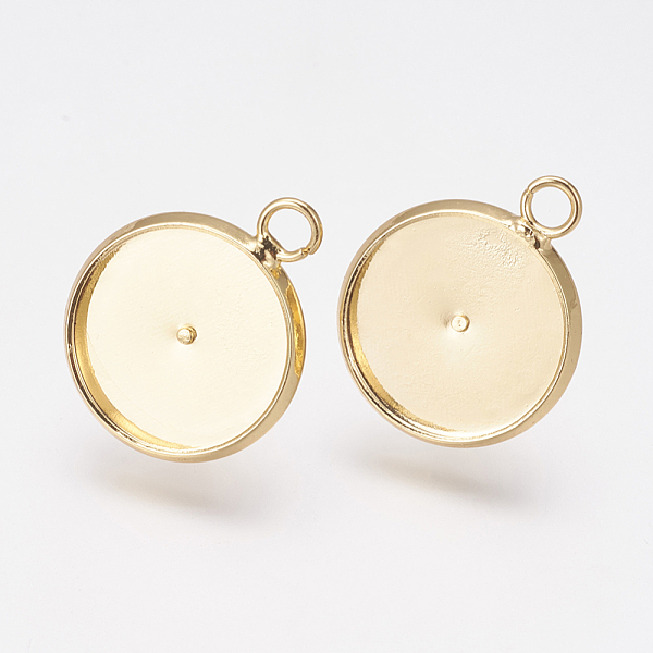 PandaHall Brass Stud Earring Settings, Flat Round, Real 24K Gold Plated, Tray: 12mm, 17x14x2mm, Pin: 0.7mm Brass Flat Round
PandaHall Brass Stud Earring Settings, Flat Round, Real 24K Gold Plated, Tray: 12mm, 17x14x2mm, Pin: 0.7mm Brass Flat Round