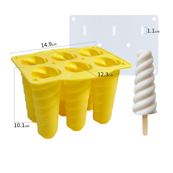 PandaHall Silicone Ice-cream Stick Molds, with 6 Spiral-shaped Cavities, Reusable Ice Pop Molds Make, Yellow, 123x149x101mm, Capacity: 75ml...
PandaHall Silicone Ice-cream Stick Molds, with 6 Spiral-shaped Cavities, Reusable Ice Pop Molds Make, Yellow, 123x149x101mm, Capacity: 75ml...