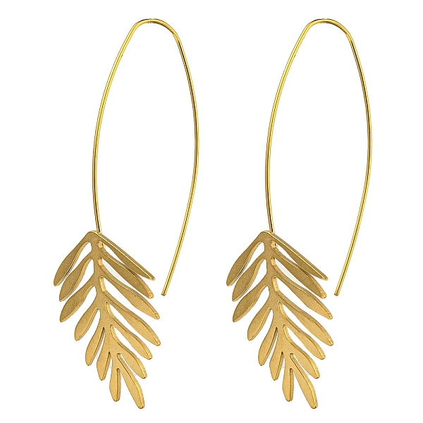 PandaHall Ion Plating(IP) 304 Stainless Steel Earrings for Women, Leaf, Real 18K Gold Plated, 64.5x22mm 304 Stainless Steel Leaf
PandaHall Ion Plating(IP) 304 Stainless Steel Earrings for Women, Leaf, Real 18K Gold Plated, 64.5x22mm 304 Stainless Steel Leaf