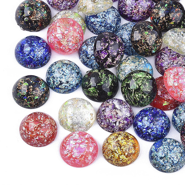 PandaHall Resin Cabochons, with Gold Foil/Silver Foil, Half Round/Dome, Mixed Color, 12x5.5mm Resin Half Round Multicolor
PandaHall Resin Cabochons, with Gold Foil/Silver Foil, Half Round/Dome, Mixed Color, 12x5.5mm Resin Half Round Multicolor