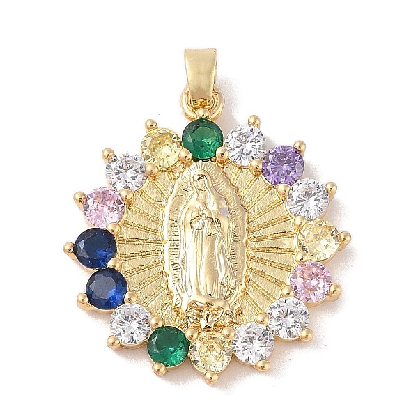 PandaHall Brass Cubic Zirconia Pendants, Long-Lasting Plated, Flat Round with Holy Virgin Charms, Colorful, Golden, 32x29x3.5mm, Hole: 6x3mm...
PandaHall Brass Cubic Zirconia Pendants, Long-Lasting Plated, Flat Round with Holy Virgin Charms, Colorful, Golden, 32x29x3.5mm, Hole: 6x3mm...