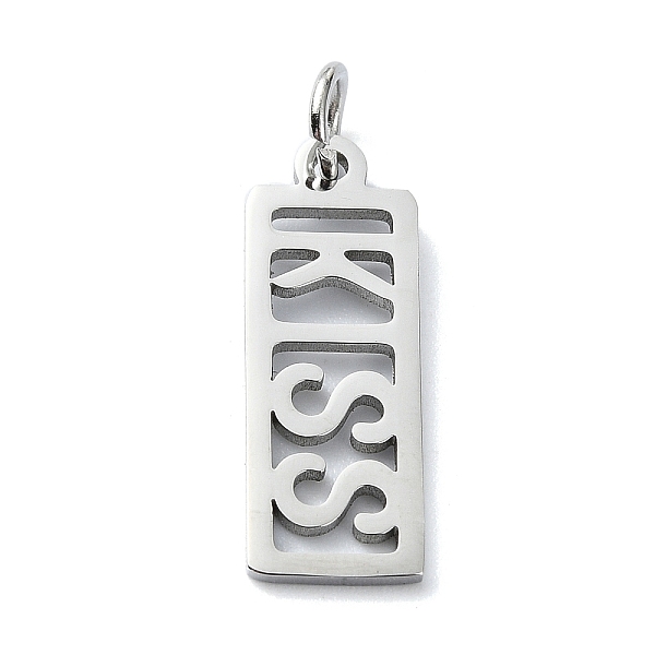 PandaHall 304 Stainless Steel Pendants, with Jump Rings, Laser Cut, Rectangle with Word KISS Charm, Stainless Steel Color, 19.5x7x1mm, Hole...
PandaHall 304 Stainless Steel Pendants, with Jump Rings, Laser Cut, Rectangle with Word KISS Charm, Stainless Steel Color, 19.5x7x1mm, Hole...