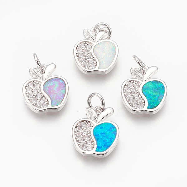 PandaHall Brass Micro Pave Cubic Zirconia Pendants, with Synthetic Opal, Apple, Mixed Color, Platinum, 16x13x2mm, Hole: 4mm Brass+Cubic..., Multicolor
PandaHall Brass Micro Pave Cubic Zirconia Pendants, with Synthetic Opal, Apple, Mixed Color, Platinum, 16x13x2mm, Hole: 4mm Brass+Cubic..., Multicolor