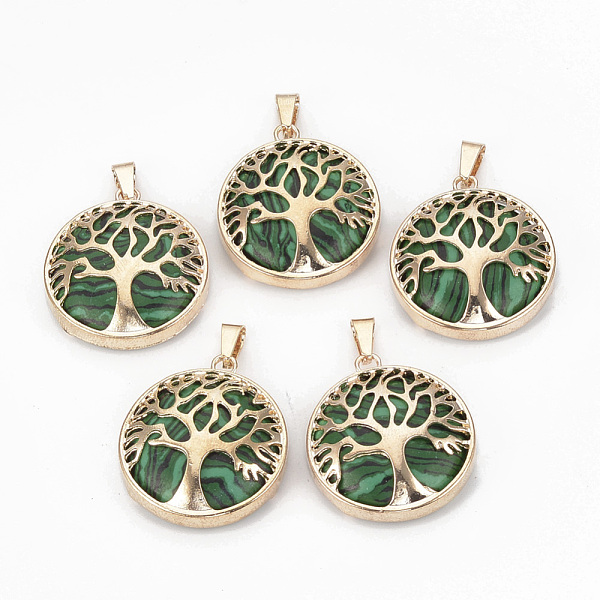 PandaHall Synthetic Malachite Pendants, with Brass Findings, Flat Round with Tree of Life, Dyed, Golden, 30.5x27x8mm, Hole: 7x3mm Malachite...
PandaHall Synthetic Malachite Pendants, with Brass Findings, Flat Round with Tree of Life, Dyed, Golden, 30.5x27x8mm, Hole: 7x3mm Malachite...