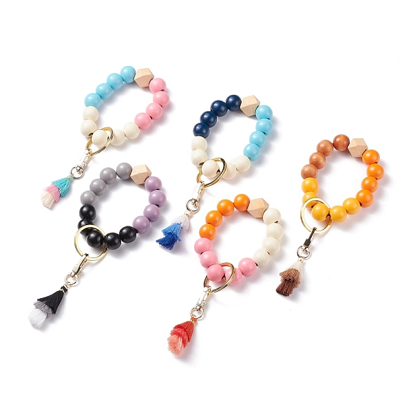 PandaHall Round & Polygon Natural Wood Beads Stretch Bracelets Keychains, with Polycotton Tassel Pendant and Alloy Findings, Mixed Color..., Multicolor
PandaHall Round & Polygon Natural Wood Beads Stretch Bracelets Keychains, with Polycotton Tassel Pendant and Alloy Findings, Mixed Color..., Multicolor