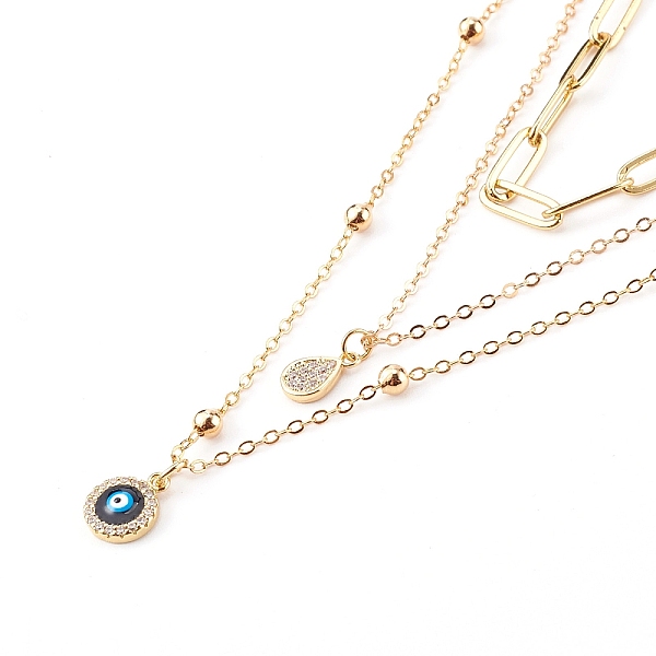 PandaHall Brass Micro Pave Clear Cubic Zirconia Pendant Necklaces & Paperclip Chain Necklaces Set, with Enamel, Evil Eye & Teardrop, Golden...
PandaHall Brass Micro Pave Clear Cubic Zirconia Pendant Necklaces & Paperclip Chain Necklaces Set, with Enamel, Evil Eye & Teardrop, Golden...