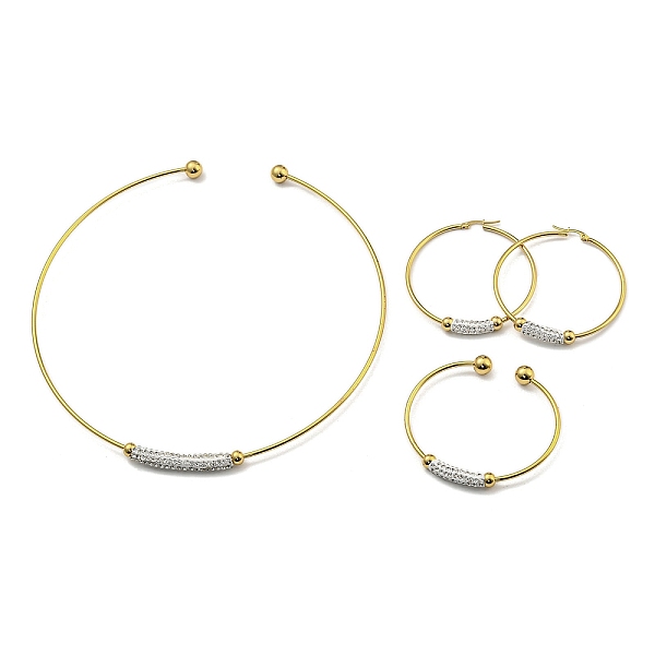 PandaHall 202 Stainless Steel Cuff Bangle & Necklace & Hoop Earrings Sets, Clay Rhinestone Jewelry for Women, Golden, 55x6.5mm 202 Stainless..., Clear
PandaHall 202 Stainless Steel Cuff Bangle & Necklace & Hoop Earrings Sets, Clay Rhinestone Jewelry for Women, Golden, 55x6.5mm 202 Stainless..., Clear