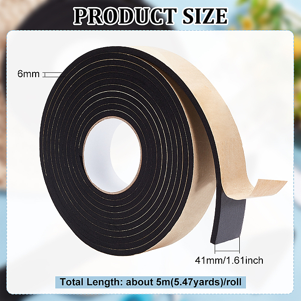 PandaHall Strong Self Adhesive EVA Foam Tape for Doors and Windows, Anti-Collision Weather Seal Strip, Black, 4.1x0.6cm, 5m/roll Adhesive...
PandaHall Strong Self Adhesive EVA Foam Tape for Doors and Windows, Anti-Collision Weather Seal Strip, Black, 4.1x0.6cm, 5m/roll Adhesive...