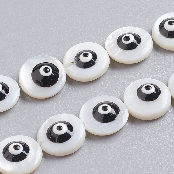 PandaHall Natural Shell Beads Strands, with Enamel, Flat Round with Evil Eye, Black, 10x4mm, Hole: 0.6mm, about 39pcs/Strand, 15.75 inch...
PandaHall Natural Shell Beads Strands, with Enamel, Flat Round with Evil Eye, Black, 10x4mm, Hole: 0.6mm, about 39pcs/Strand, 15.75 inch...