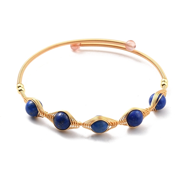 PandaHall Natural Lapis Lazuli Wrapped Cuff Bangle, Golden Brass Torque Bangle for Women, Lead Free & Cadmium Free, Inner Diameter: 2-1/4...
PandaHall Natural Lapis Lazuli Wrapped Cuff Bangle, Golden Brass Torque Bangle for Women, Lead Free & Cadmium Free, Inner Diameter: 2-1/4...