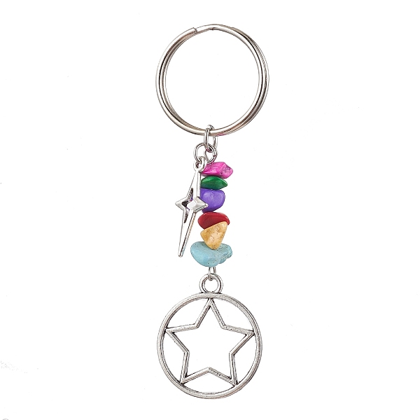 PandaHall Tibetan Style Alloy Keychain, with Dyed Synthetic Turquoise Beads Strands, Iron Split Key Rings, Star with Flat Round, Flat Round...
PandaHall Tibetan Style Alloy Keychain, with Dyed Synthetic Turquoise Beads Strands, Iron Split Key Rings, Star with Flat Round, Flat Round...
