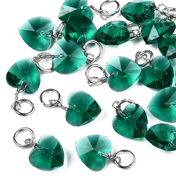 PandaHall Faceted Transparent Glass Charms, with Iron Jump Ring, Heart, Green, 13~14x10x5~6mm, Hole: 4mm Iron+Glass Heart Green
PandaHall Faceted Transparent Glass Charms, with Iron Jump Ring, Heart, Green, 13~14x10x5~6mm, Hole: 4mm Iron+Glass Heart Green