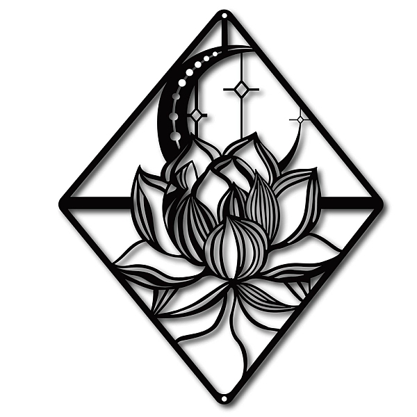 PandaHall Iron Wall Decorations, with Screws, Rhombus with Lotus, Electrophoresis Black, 29x24cm Iron Rhombus
PandaHall Iron Wall Decorations, with Screws, Rhombus with Lotus, Electrophoresis Black, 29x24cm Iron Rhombus