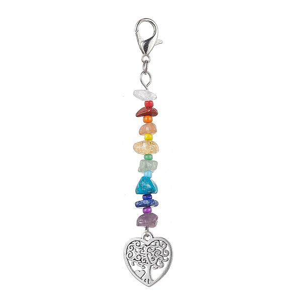 PandaHall Tree of Life Tibetan Style Alloy Pendant Decorations, with Natural Gemstone Chip Beads and Lobster Claw Clasps, Heart, 92mm...
PandaHall Tree of Life Tibetan Style Alloy Pendant Decorations, with Natural Gemstone Chip Beads and Lobster Claw Clasps, Heart, 92mm...