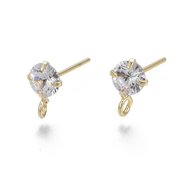 PandaHall Brass Micro Clear Cubic Zirconia Stud Earring Findings, with Loop, Nickel Free, Real 18K Gold Plated, 8.5x5.5mm, Hole: 1.5mm, Pin...
PandaHall Brass Micro Clear Cubic Zirconia Stud Earring Findings, with Loop, Nickel Free, Real 18K Gold Plated, 8.5x5.5mm, Hole: 1.5mm, Pin...