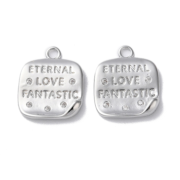 PandaHall Brass Micro Pave Cubic Zirconia Pendants, Square with Word Charms, Real Platinum Plated, 15.5x13x1.5mm, Hole: 1.8mm Brass+Cubic..., Clear
PandaHall Brass Micro Pave Cubic Zirconia Pendants, Square with Word Charms, Real Platinum Plated, 15.5x13x1.5mm, Hole: 1.8mm Brass+Cubic..., Clear