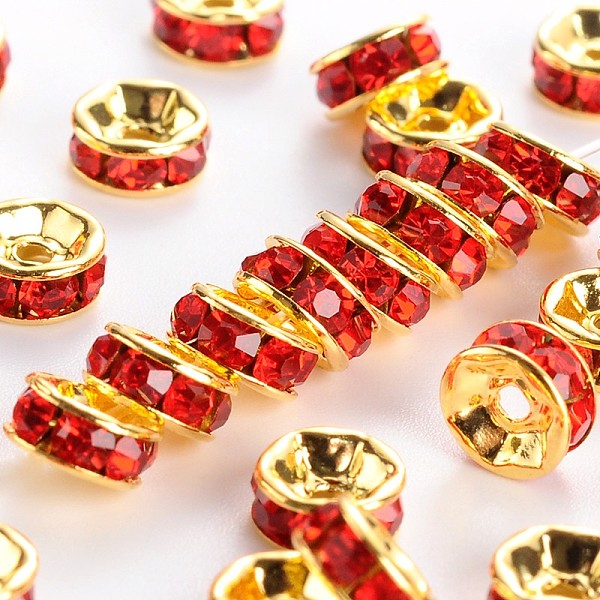 PandaHall Brass Grade A Rhinestone Spacer Beads, Golden Plated, Rondelle, Nickel Free, Light Siam, 10x4mm, Hole: 2mm Brass+Rhinestone..., Red
PandaHall Brass Grade A Rhinestone Spacer Beads, Golden Plated, Rondelle, Nickel Free, Light Siam, 10x4mm, Hole: 2mm Brass+Rhinestone..., Red