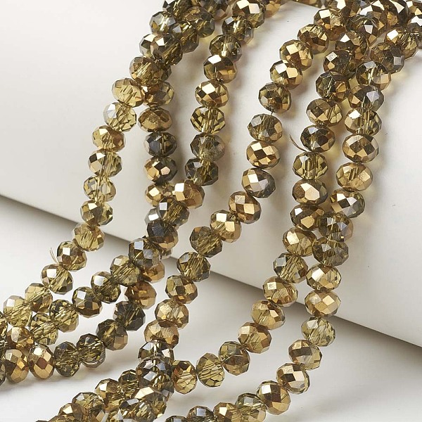 PandaHall Electroplate Transparent Glass Beads Strands, Half Golden Plated, Faceted, Rondelle, Olive, 3.5x3mm, Hole: 0.4mm, about..., Green
PandaHall Electroplate Transparent Glass Beads Strands, Half Golden Plated, Faceted, Rondelle, Olive, 3.5x3mm, Hole: 0.4mm, about..., Green
