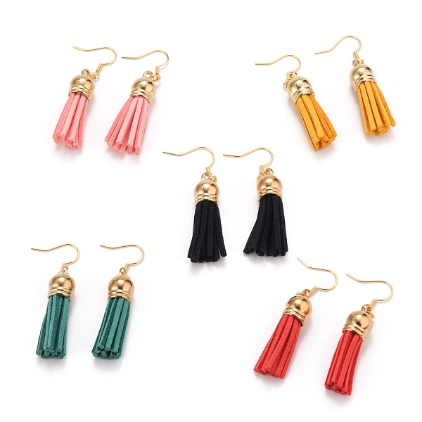 PandaHall Faux Suede Tassel Earrings, with CCB Plastic Cord Ends and 304 Stainless Steel Earrings Hooks, Golden, Mixed Color, 52mm, Pin: 1mm..., Multicolor
PandaHall Faux Suede Tassel Earrings, with CCB Plastic Cord Ends and 304 Stainless Steel Earrings Hooks, Golden, Mixed Color, 52mm, Pin: 1mm..., Multicolor