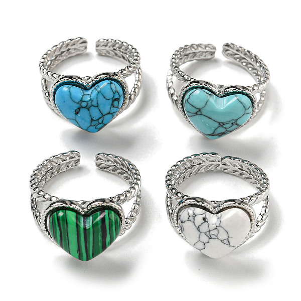 PandaHall 304 Stainless Steel Open Cuff Rings, Synthetic Malachite & Turquoise Heart Finger Rings for Women Men, Stainless Steel Color..., Multicolor
PandaHall 304 Stainless Steel Open Cuff Rings, Synthetic Malachite & Turquoise Heart Finger Rings for Women Men, Stainless Steel Color..., Multicolor