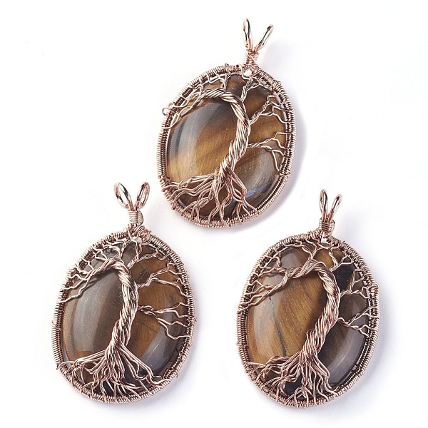 PandaHall Natural Tiger Eye Big Pendants, with Rose Gold Tone Brass Findings, Oval with Tree of Life, 56~58.5x35~36x12~13.8mm, Hole...
PandaHall Natural Tiger Eye Big Pendants, with Rose Gold Tone Brass Findings, Oval with Tree of Life, 56~58.5x35~36x12~13.8mm, Hole...